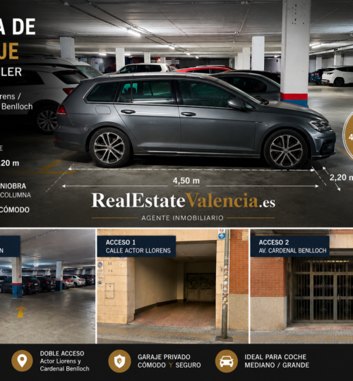Plaza de garaje en alquiler en Valencia | Amplia, cómoda y con doble acceso